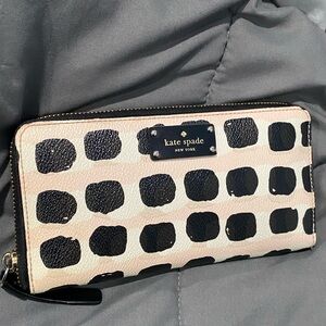 Kate Spade Black and blush pink zip around Wallet